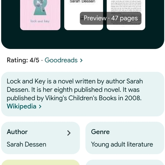 lock & Key by Sarah Dessen Book - Picture 4 of 4